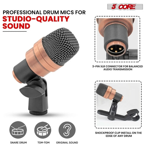 5Core Conga Mic Snare Tom Microphone Drum Kit Condenser XLR Instrument