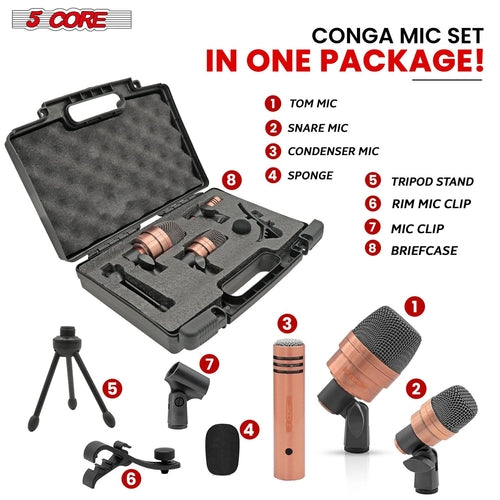 5Core Conga Mic Snare Tom Microphone Drum Kit Condenser XLR Instrument