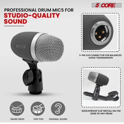 5Core Conga Mic Snare Tom Microphone Drum Kit Condenser XLR Instrument