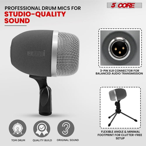 5Core Conga Mic Snare Tom Microphone Drum Kit Condenser XLR Instrument