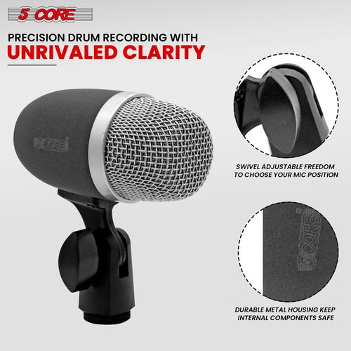 5Core Conga Mic Snare Tom Microphone Drum Kit Condenser XLR Instrument
