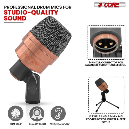 5Core Conga Mic Snare Tom Microphone Drum Kit Condenser XLR Instrument
