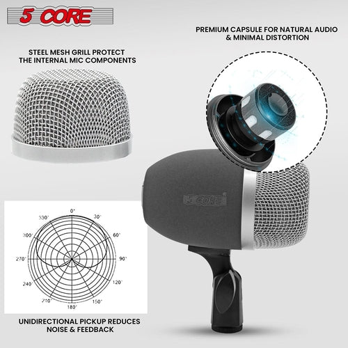 5Core Conga Mic Snare Tom Microphone Drum Kit Condenser XLR Instrument