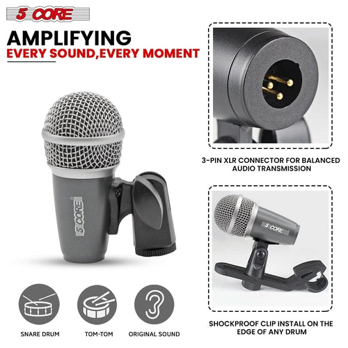 5Core Conga Mic Snare Tom Microphone Drum Kit Condenser XLR Instrument
