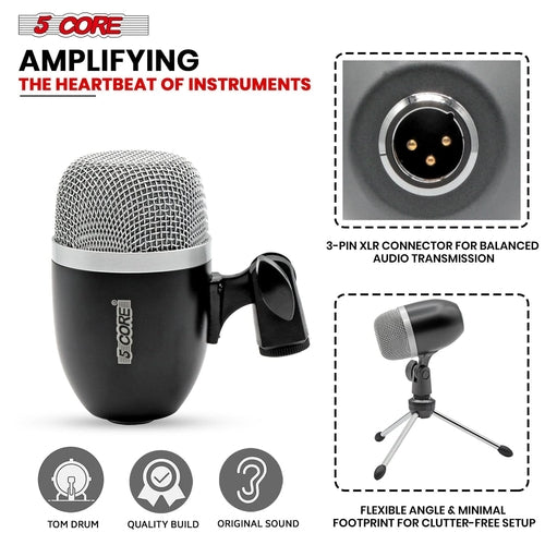 5Core Conga Mic Snare Tom Microphone Drum Kit Condenser XLR Instrument
