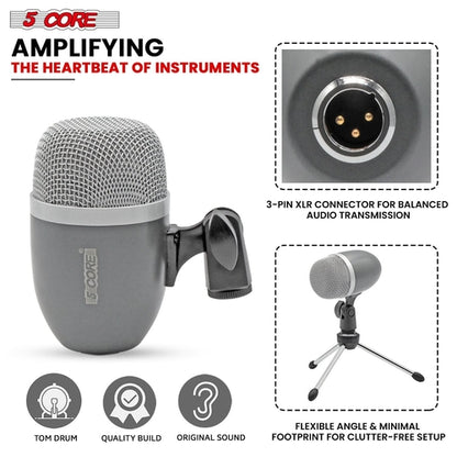 5Core Conga Mic Snare Tom Microphone Drum Kit Condenser XLR Instrument